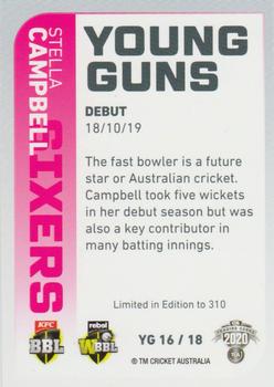 2020-21 TLA Cricket Traders - Young Guns White #YG 16 Stella Campbell Back
