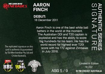 2020-21 TLA Cricket Traders - Authentics Green #ASG 5 Aaron Finch Back