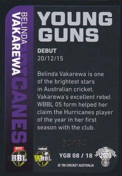 2020-21 TLA Cricket Traders - Young Guns Black #YGB 08 Belinda Vakarewa Back