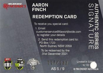 2020-21 TLA Cricket Traders - Authentics Redemption #AS 5 Aaron Finch Back