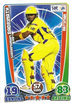 2012 Topps Cricket Attax IPL #NNO Subramaniam Badrinath Front