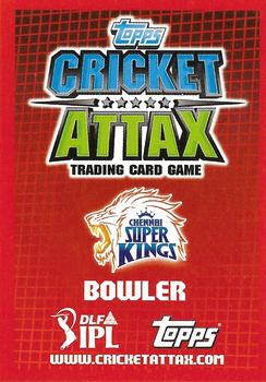 2012 Topps Cricket Attax IPL #NNO Joginder Sharma Back
