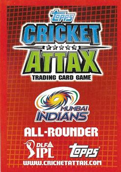 2012 Topps Cricket Attax IPL #NNO Rajagopal Sathish Back