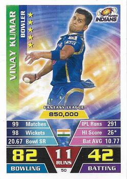 2016-17 Topps Cricket Attax IPL #50 Vinay Kumar Front