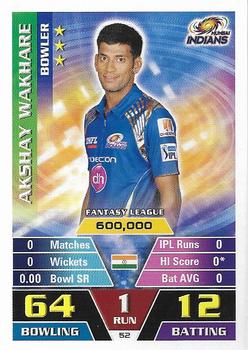 2016-17 Topps Cricket Attax IPL #52 Akshay Wakhare Front