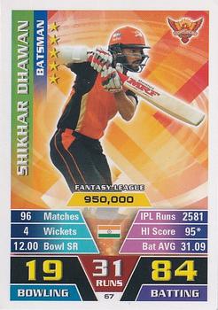 2016-17 Topps Cricket Attax IPL #67 Shikhar Dhawan Front