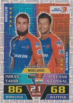 2016-17 Topps Cricket Attax IPL #100 Imran Tahir / Mayank Agarwal Front