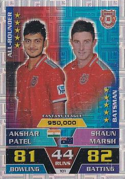 2016-17 Topps Cricket Attax IPL #101 Akshar Patel / Shaun Marsh Front