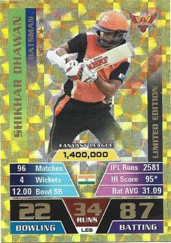2016-17 Topps Cricket Attax IPL - Limited Edition #LE6 Shikhar Dhawan Front