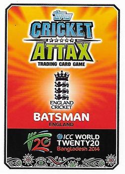 2014 Topps Cricket Attax ICC World Twenty20 #34 Joe Root Back