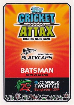 2014 Topps Cricket Attax ICC World Twenty20 #74 Kane Williamson Back