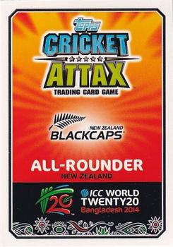 2014 Topps Cricket Attax ICC World Twenty20 #76 Nathan McCullum Back