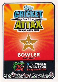 2014 Topps Cricket Attax ICC World Twenty20 #93 Junaid Khan Back
