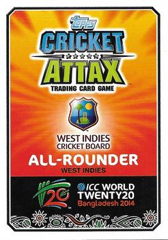 2014 Topps Cricket Attax ICC World Twenty20 #134 Andre Russell Back