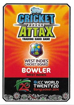 2014 Topps Cricket Attax ICC World Twenty20 #139 Sunil Narine Back