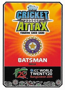 2014 Topps Cricket Attax ICC World Twenty20 #185 Suresh Raina Back