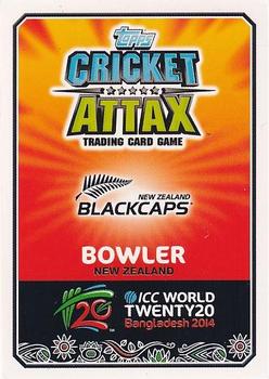 2014 Topps Cricket Attax ICC World Twenty20 #190 Tim Southee Back