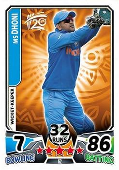 2014 Topps Cricket Attax ICC World Twenty20 #62 MS Dhoni Front