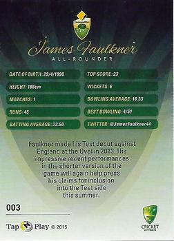 2015-16 Tap 'N' Play CA/BBL Cricket #003 James Faulkner Back
