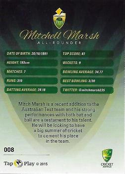 2015-16 Tap 'N' Play CA/BBL Cricket #008 Mitchell Marsh Back