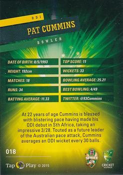 2015-16 Tap 'N' Play CA/BBL Cricket #018 Pat Cummins Back