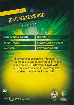 2015-16 Tap 'N' Play CA/BBL Cricket #021 Josh Hazlewood Back