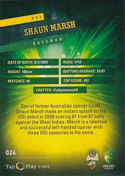 2015-16 Tap 'N' Play CA/BBL Cricket #024 Shaun Marsh Back