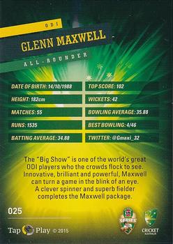 2015-16 Tap 'N' Play CA/BBL Cricket #025 Glenn Maxwell Back