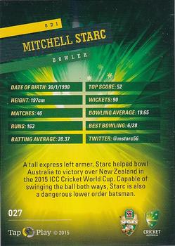 2015-16 Tap 'N' Play CA/BBL Cricket #027 Mitchell Starc Back