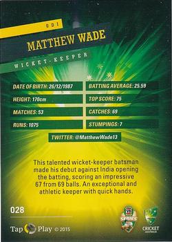2015-16 Tap 'N' Play CA/BBL Cricket #028 Matthew Wade Back
