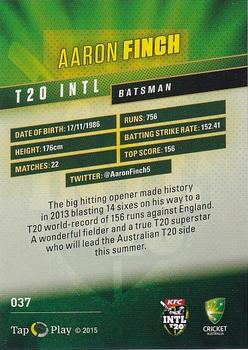 2015-16 Tap 'N' Play CA/BBL Cricket #037 Aaron Finch Back