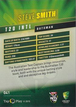 2015-16 Tap 'N' Play CA/BBL Cricket #041 Steve Smith Back