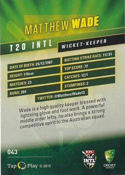 2015-16 Tap 'N' Play CA/BBL Cricket #043 Matthew Wade Back