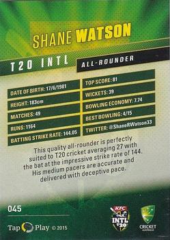 2015-16 Tap 'N' Play CA/BBL Cricket #045 Shane Watson Back