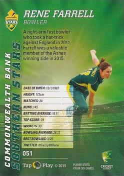 2015-16 Tap 'N' Play CA/BBL Cricket #051 Rene Farrell Back