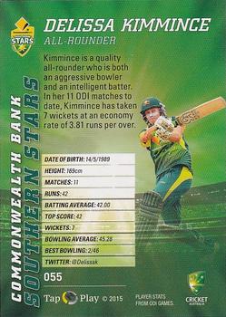 2015-16 Tap 'N' Play CA/BBL Cricket #055 Delissa Kimmince Back