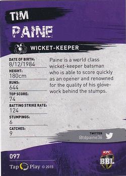 2015-16 Tap 'N' Play CA/BBL Cricket #097 Tim Paine Back