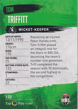 2015-16 Tap 'N' Play CA/BBL Cricket #132 Tom Triffitt Back