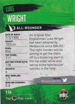 2015-16 Tap 'N' Play CA/BBL Cricket #134 Luke Wright Back