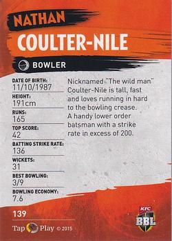 2015-16 Tap 'N' Play CA/BBL Cricket #139 Nathan Coulter-Nile Back