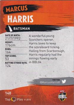 2015-16 Tap 'N' Play CA/BBL Cricket #140 Marcus Harris Back