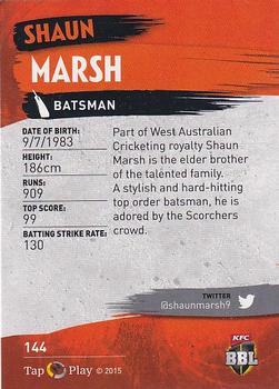2015-16 Tap 'N' Play CA/BBL Cricket #144 Shaun Marsh Back