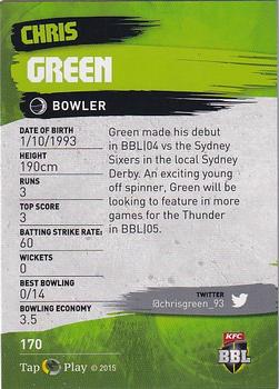 2015-16 Tap 'N' Play CA/BBL Cricket #170 Chris Green Back
