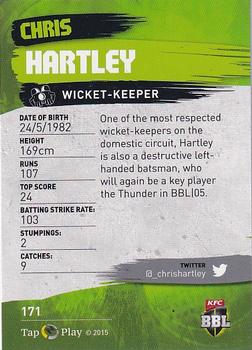 2015-16 Tap 'N' Play CA/BBL Cricket #171 Chris Hartley Back