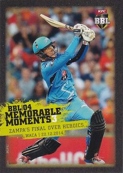 2015-16 Tap 'N' Play CA/BBL Cricket - BBL04 Memorable Moments #MM-03 Adam Zampa Front
