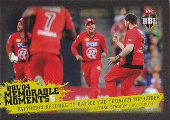 2015-16 Tap 'N' Play CA/BBL Cricket - BBL04 Memorable Moments #MM-05 James Pattinson Front