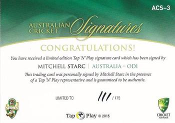 2015-16 Tap 'N' Play CA/BBL Cricket - Australian Cricket Signatures #ACS-3 Mitchell Starc Back