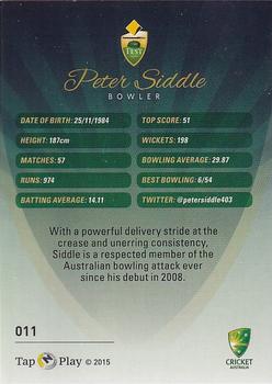 2015-16 Tap 'N' Play CA/BBL Cricket - Silver #011 Peter Siddle Back