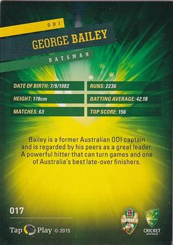 2015-16 Tap 'N' Play CA/BBL Cricket - Silver #017 George Bailey Back
