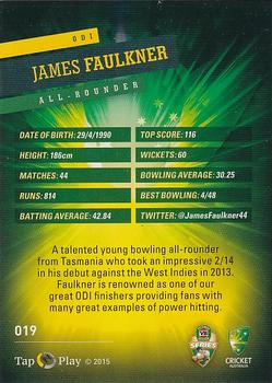 2015-16 Tap 'N' Play CA/BBL Cricket - Silver #019 James Faulkner Back